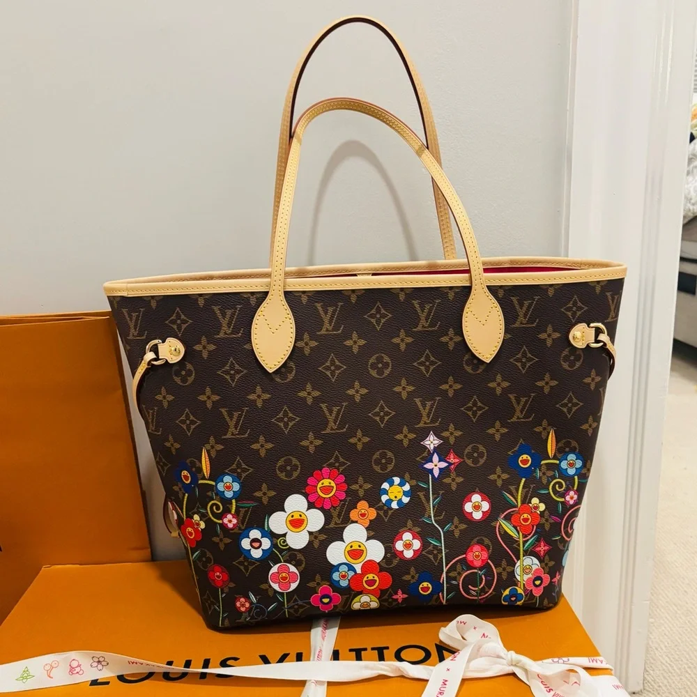 ***SOLD *** Louis Vuitton x Murakami 2025 Superflat Neverfull MM Bag- NWT - Picture 5 of 16